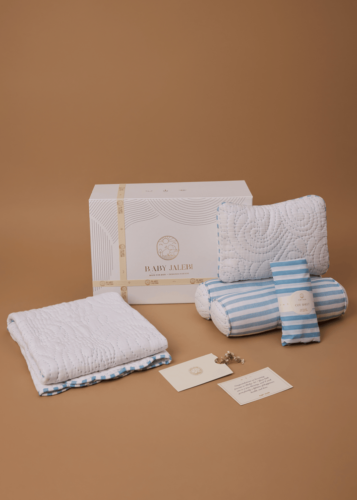 Ensemble de literie berceau bleu héritage