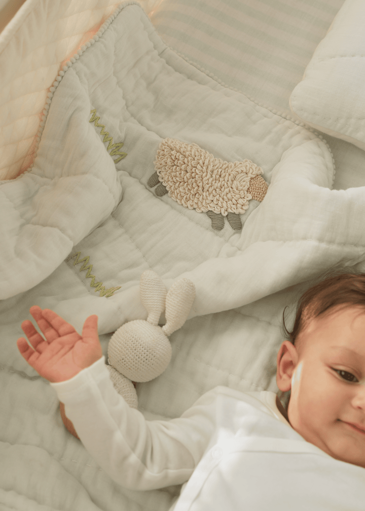 Ensemble complet de literie pour lit bébé Counting Sheep avec tour de lit