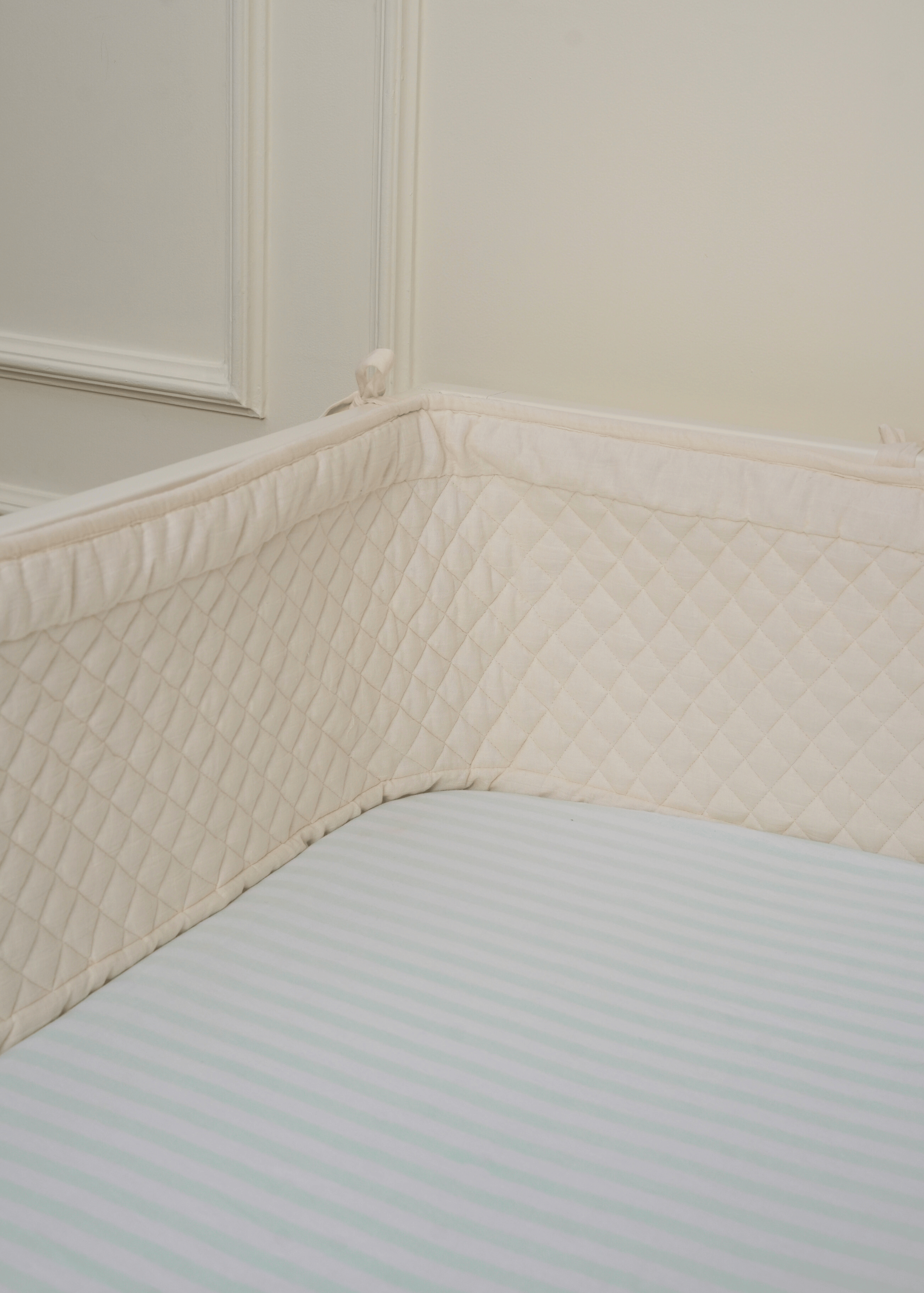 Drap-housse pour lit bébé ajusté Menthe et Blanc