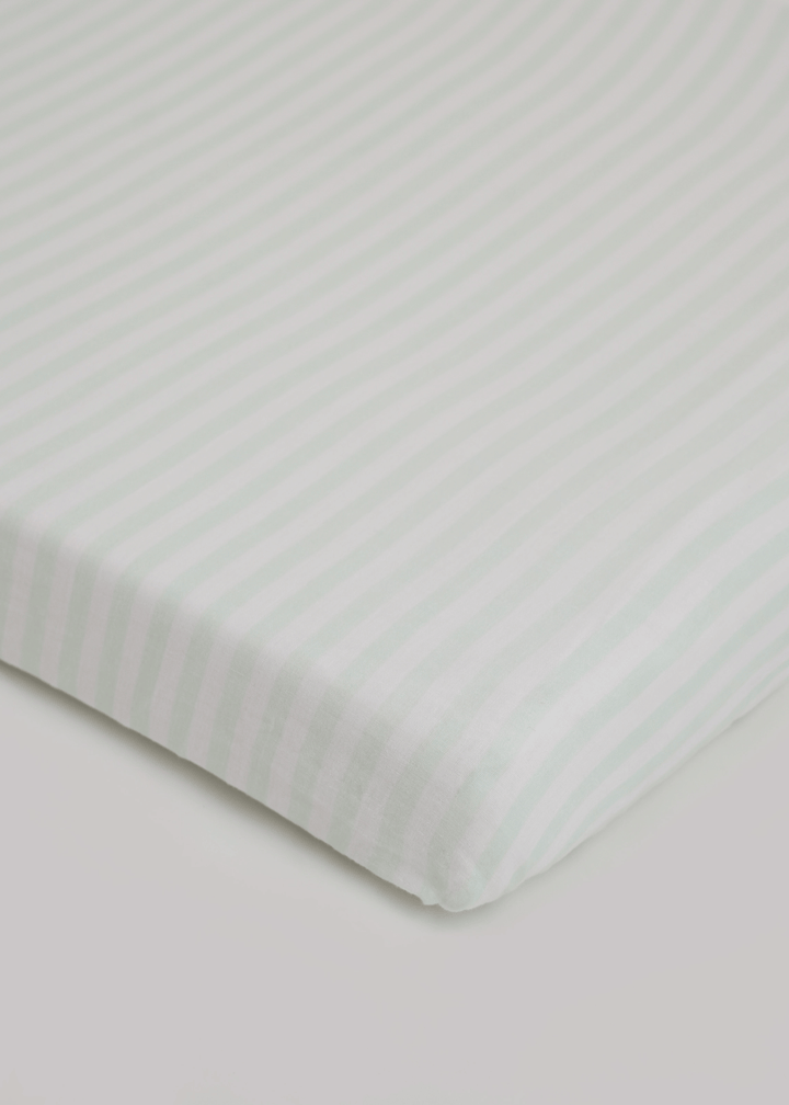Drap-housse pour lit bébé ajusté Menthe et Blanc