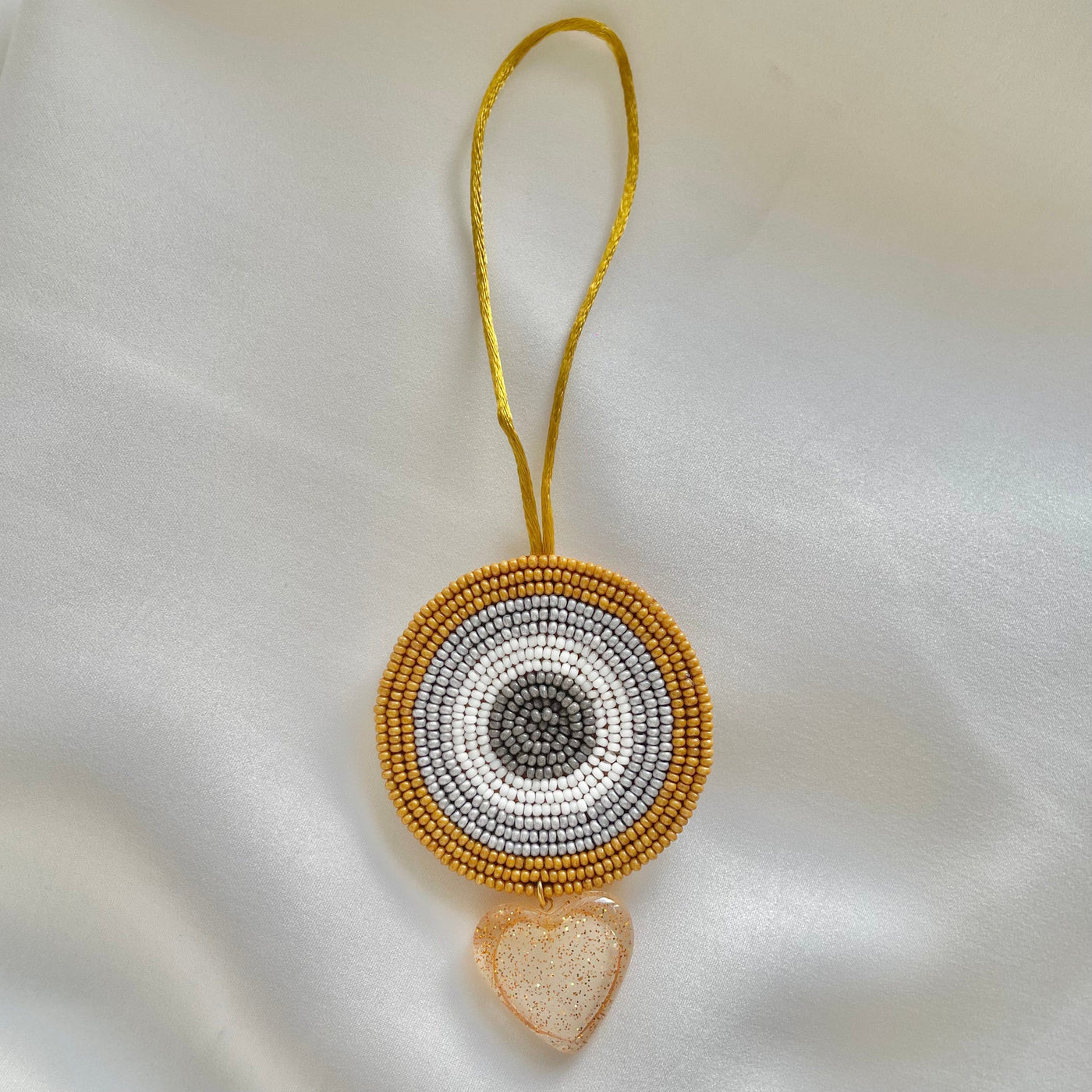 Beaded Behold Bag Charm ( Mustard x Grey )