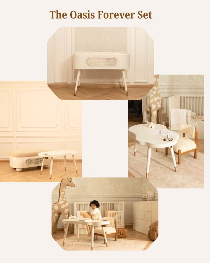 Baby Jalebi Baby & Toddler Oasis Forever Play Complete - Bassinet + Grow with me Set - Milk