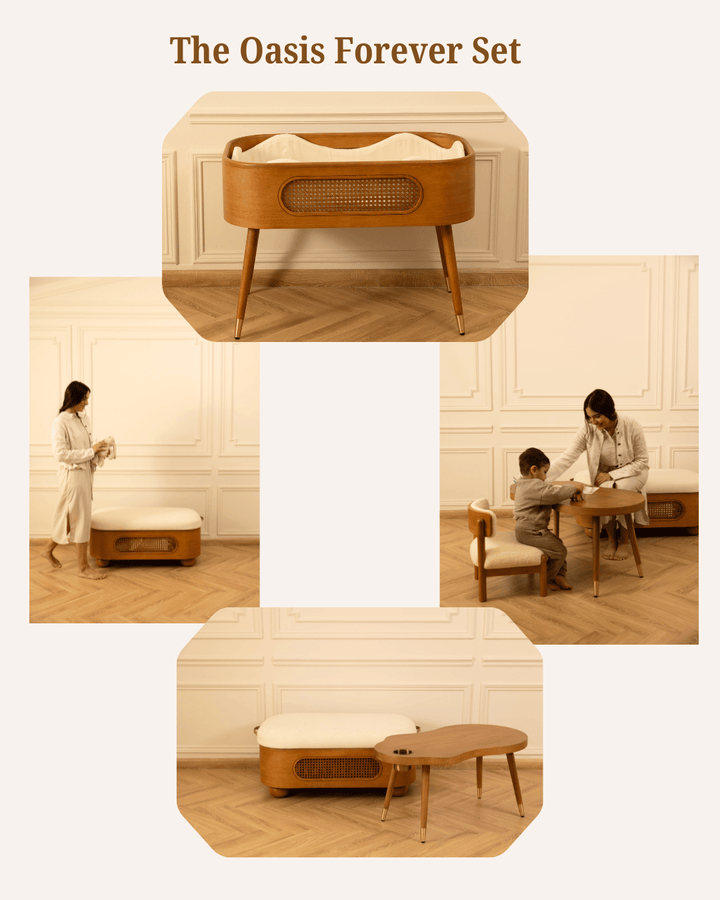 Baby Jalebi Baby & Toddler Oasis Forever Play Complete - Bassinet + Grow with me Set - Nutmeg