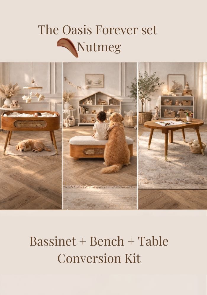 Baby Jalebi Baby & Toddler Oasis Forever Play Complete - Bassinet + Grow with me Set - Nutmeg