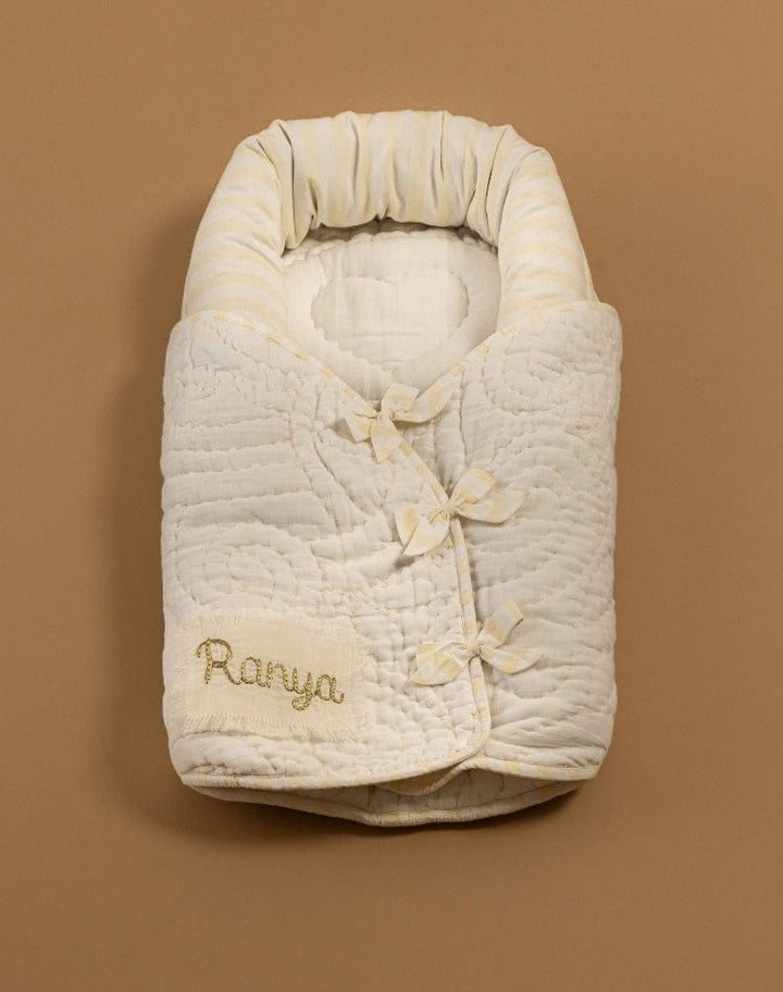 Baby Jalebi  Cocoon Newborn Wrap - Ecru