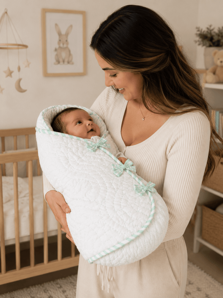 Baby Jalebi Crescent Sleeping Bag Cocoon Newborn Wrap -Mint