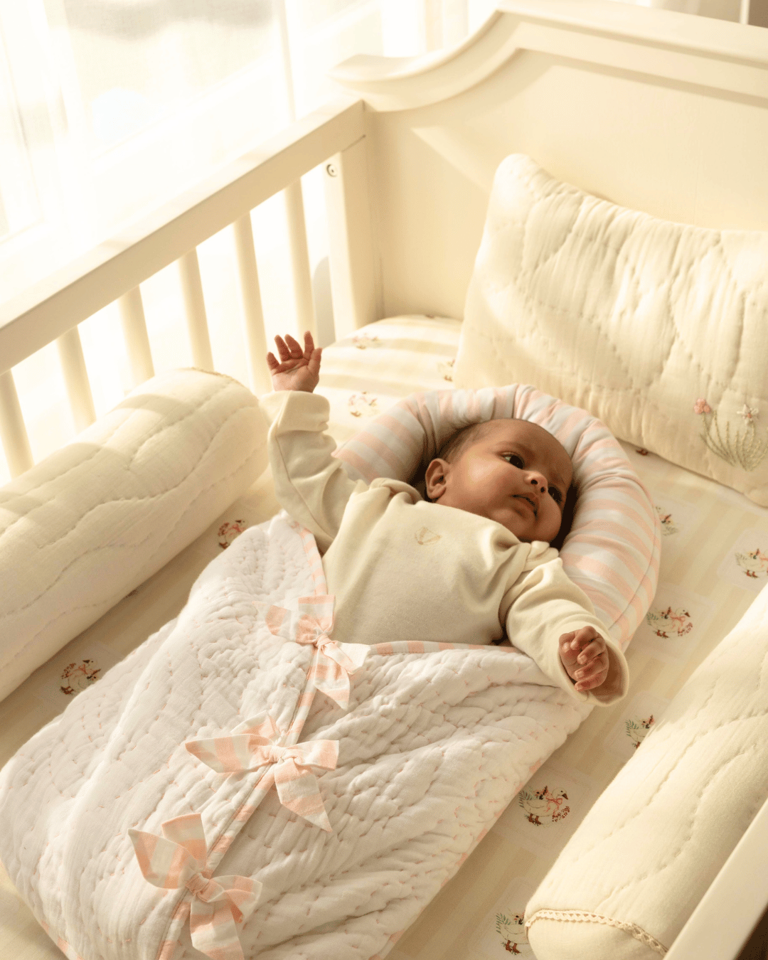 Baby Jalebi Crescent Sleeping Bag Cocoon Newborn Wrap - Pink