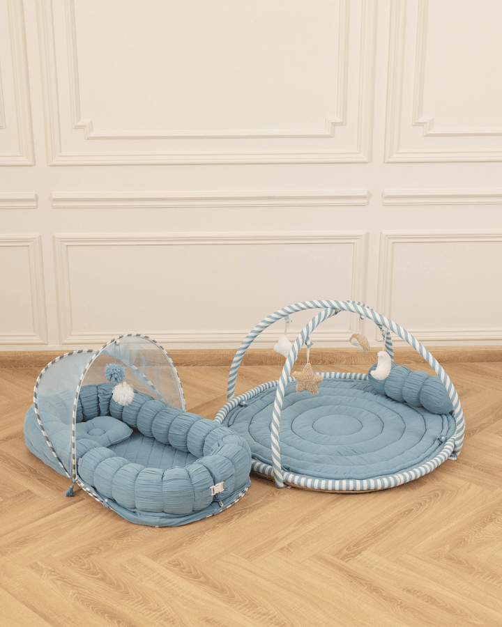 Baby Jalebi Island Play Mat & Cloud Set – Blue
