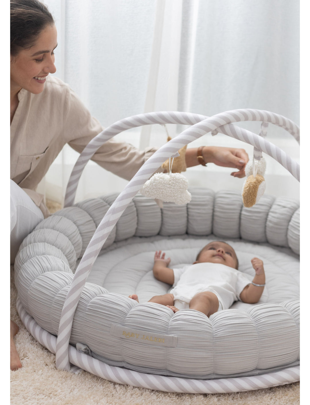 Baby Jalebi Island Play Mat with Bumper Set – GREY - The Complete Dream Team