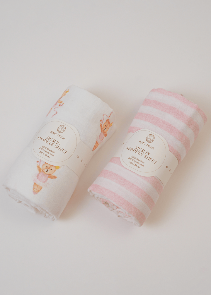 Swaddle en mousseline biologique Ballerina Bear, lot de 2