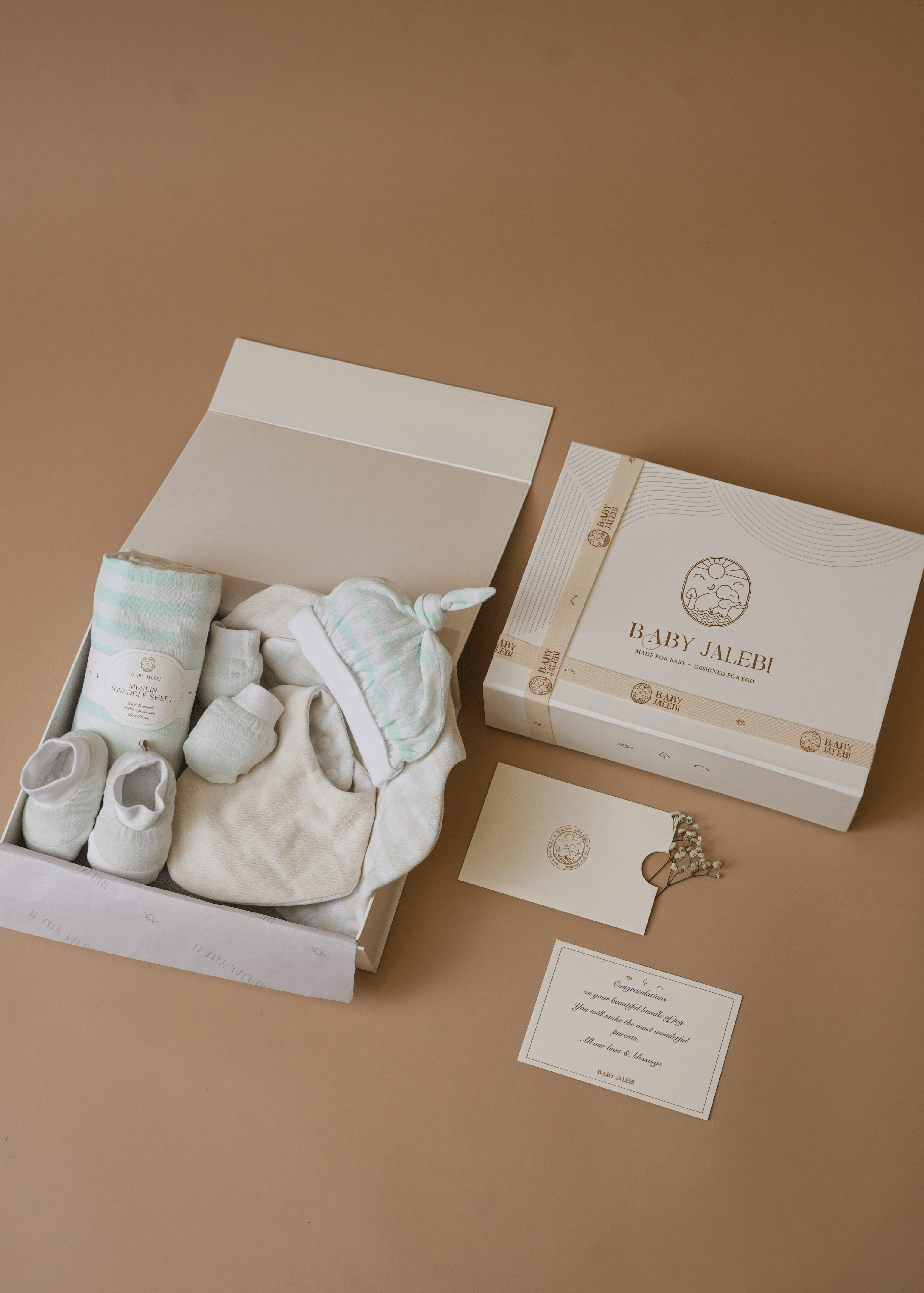 Mint Stripes Welcome Baby Box