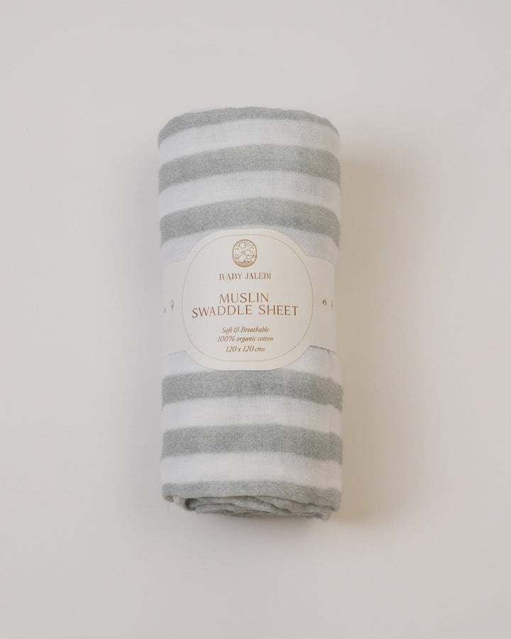 Grey stripes Organic Muslin Swaddle